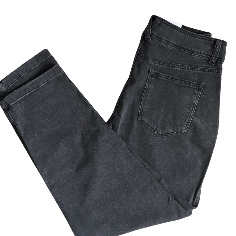Black Pleated-Front Relaxed High Rise Ankle Jeans Sz 10